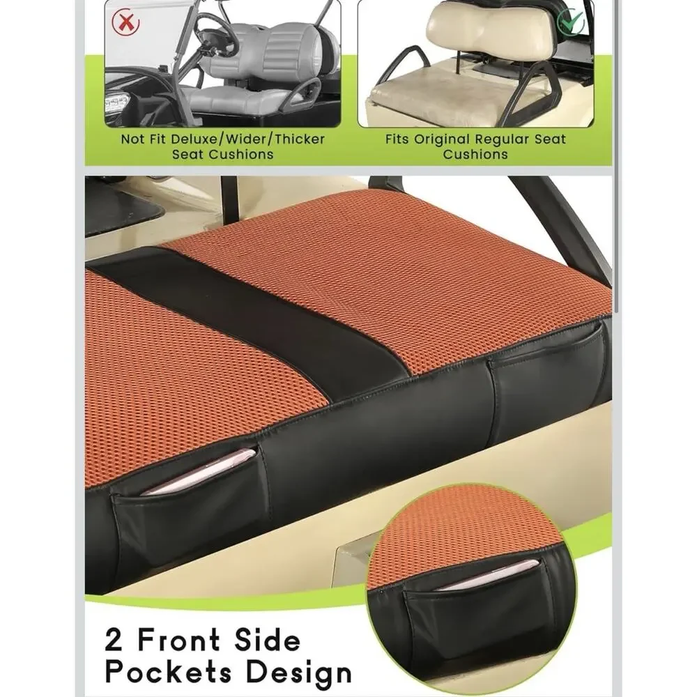 Golf Cart Seat Cover Fit For Club Car DS 2000-Up Front Seat Cushion Black/Orange